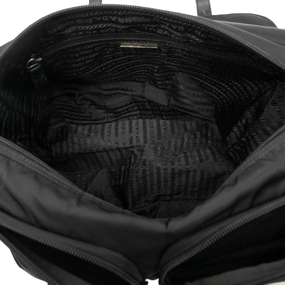 Prada B Prada Black Nylon Fabric Tessuto Zip Double Buckle Messenger Bag Italy