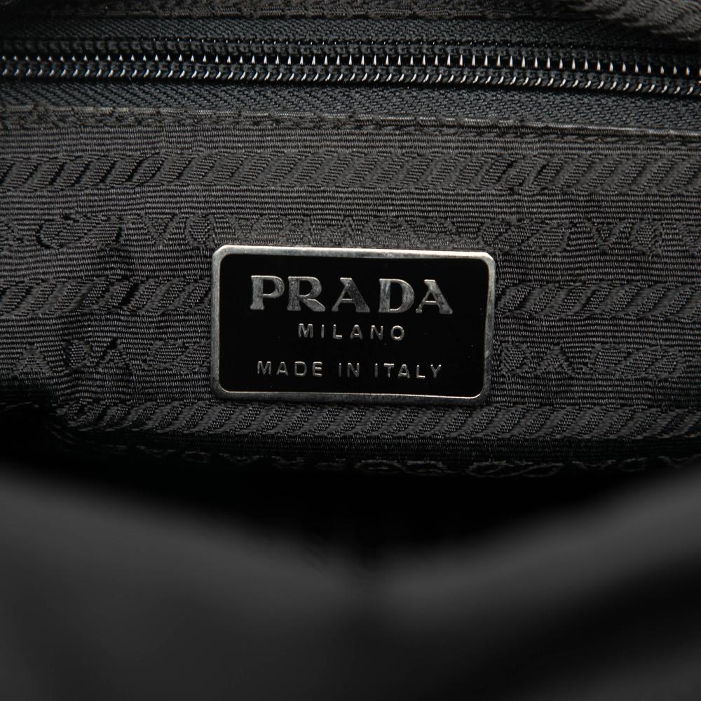 Prada B Prada Black Nylon Fabric Tessuto Zip Double Buckle Messenger Bag Italy