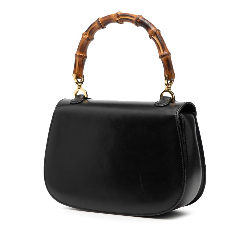 Gucci B Gucci Black Calf Leather skin Bamboo Night Italy