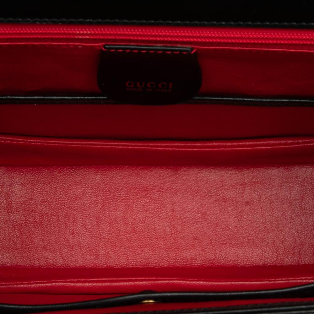 Gucci B Gucci Black Calf Leather skin Bamboo Night Italy