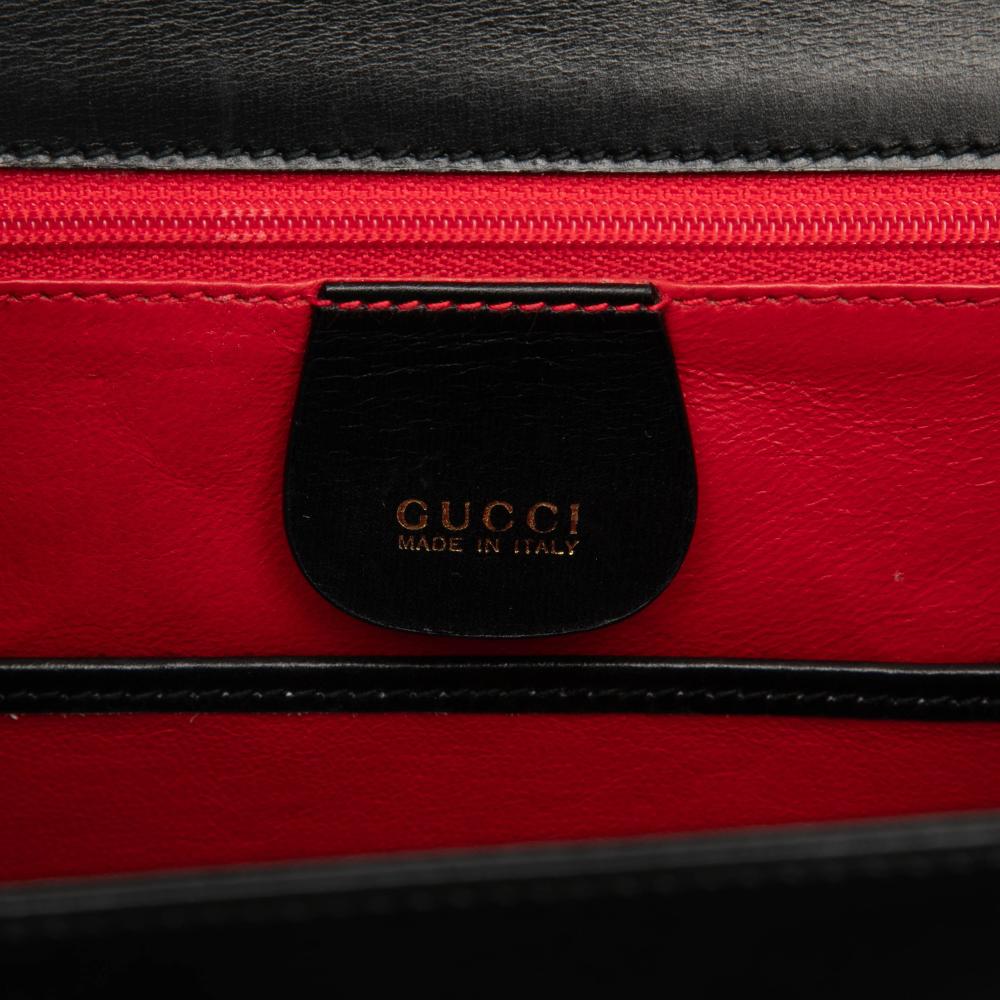Gucci B Gucci Black Calf Leather skin Bamboo Night Italy