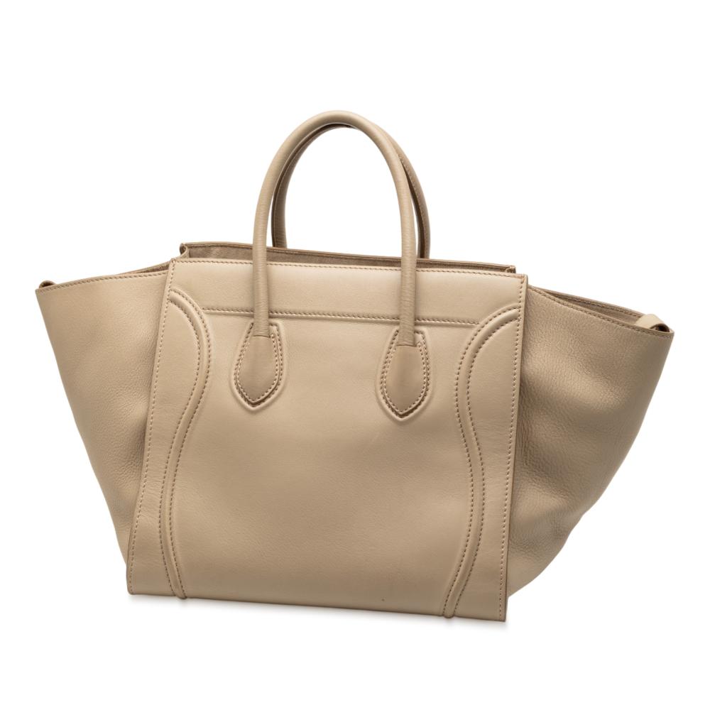 Celine B Celine Brown Beige Calf Leather Medium Luggage Phantom Tote Italy