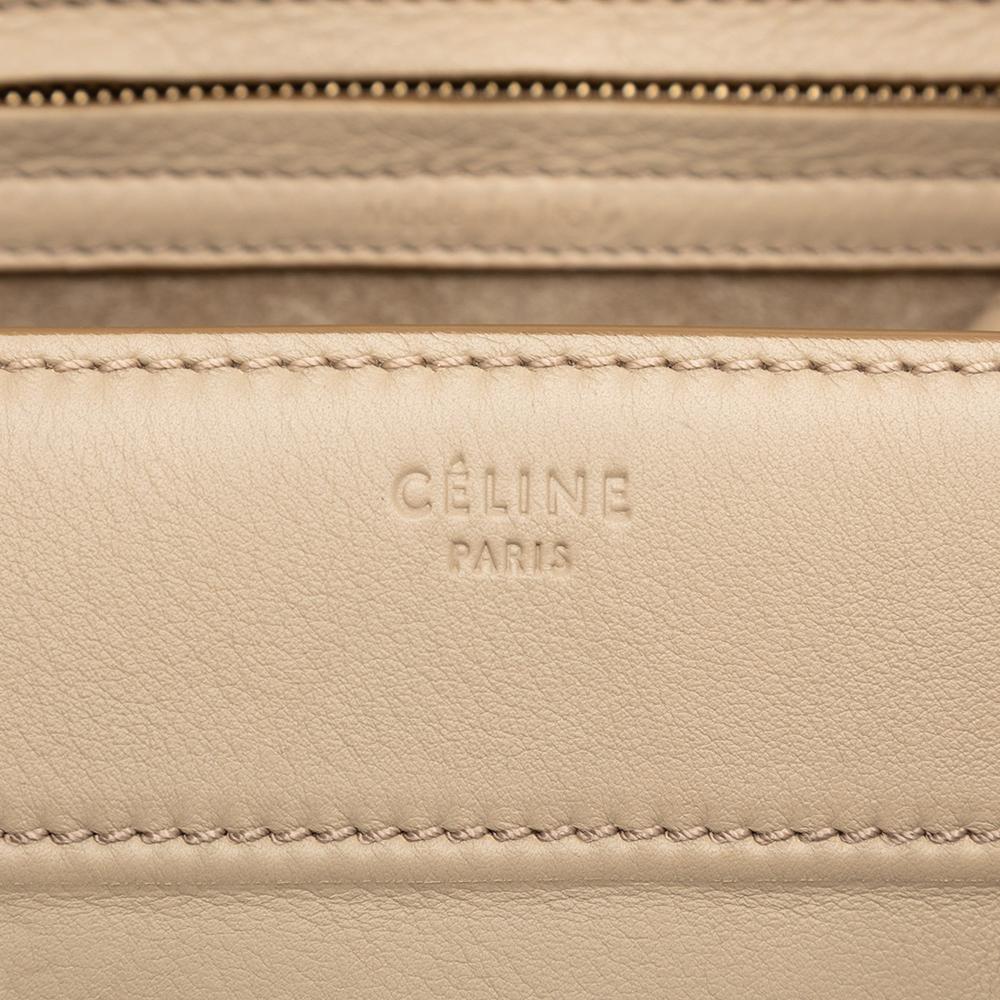 Celine B Celine Brown Beige Calf Leather Medium Luggage Phantom Tote Italy