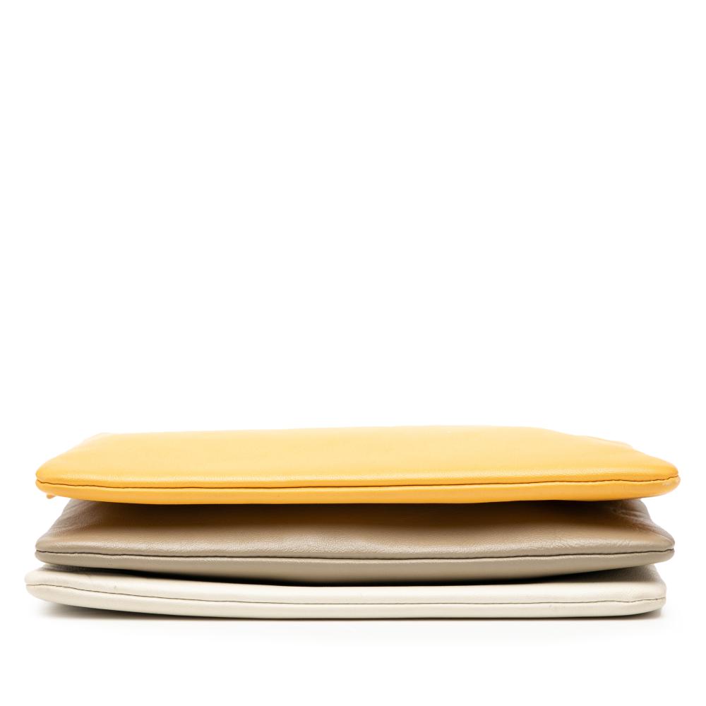 Celine B Celine Yellow Mustard Lambskin Leather Leather Large Tricolor Lambskin Trio Crossbody Italy