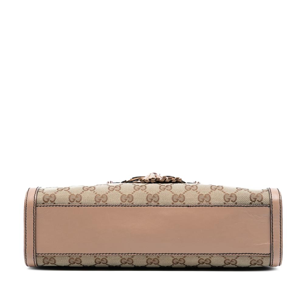 Gucci B Gucci Brown Beige Canvas Fabric Medium GG Emily Shoulder Bag Italy