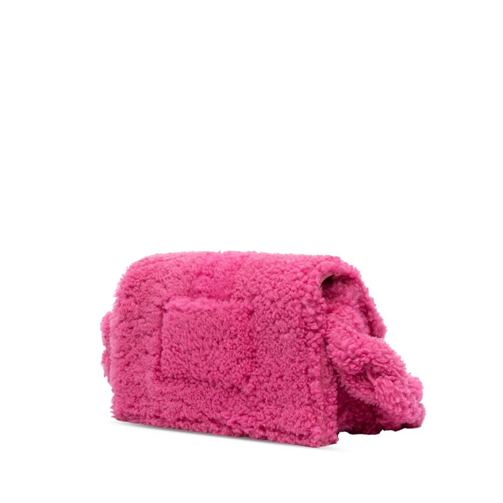 Jacquemus AB Jacquemus Pink Hot Pink Fur Natural Material Shearling Le Bambidou Shoulder Bag Italy