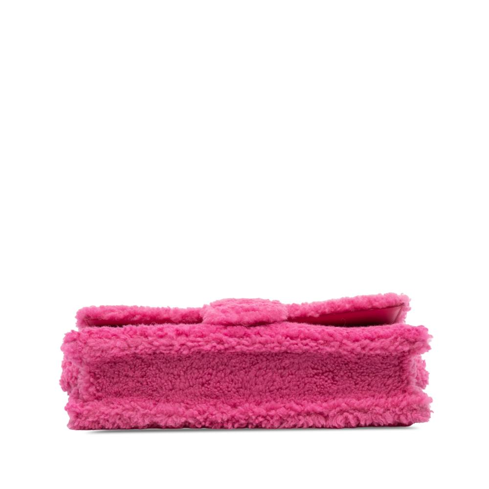 Jacquemus AB Jacquemus Pink Hot Pink Fur Natural Material Shearling Le Bambidou Shoulder Bag Italy