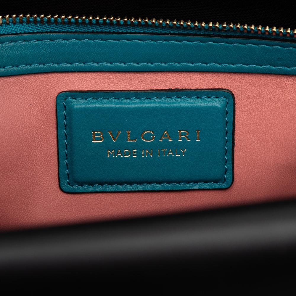 Bvlgari B Bvlgari Blue Peacock Calf Leather Serpenti Viper Top Handle Bag Italy