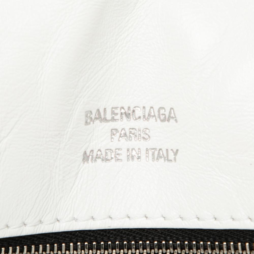 Balenciaga AB Balenciaga White Calf Leather Small skin Monaco Sling Shoulder Bag Italy