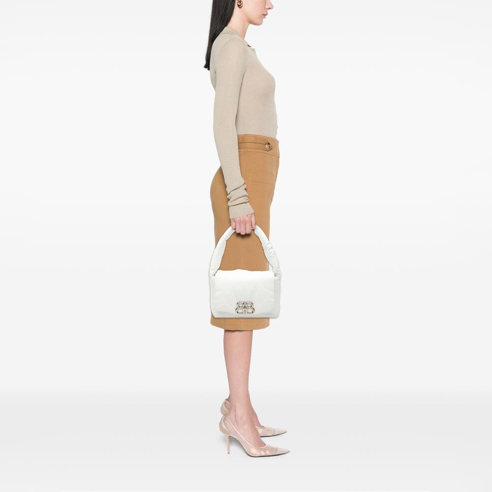 Balenciaga AB Balenciaga White Calf Leather Small skin Monaco Sling Shoulder Bag Italy