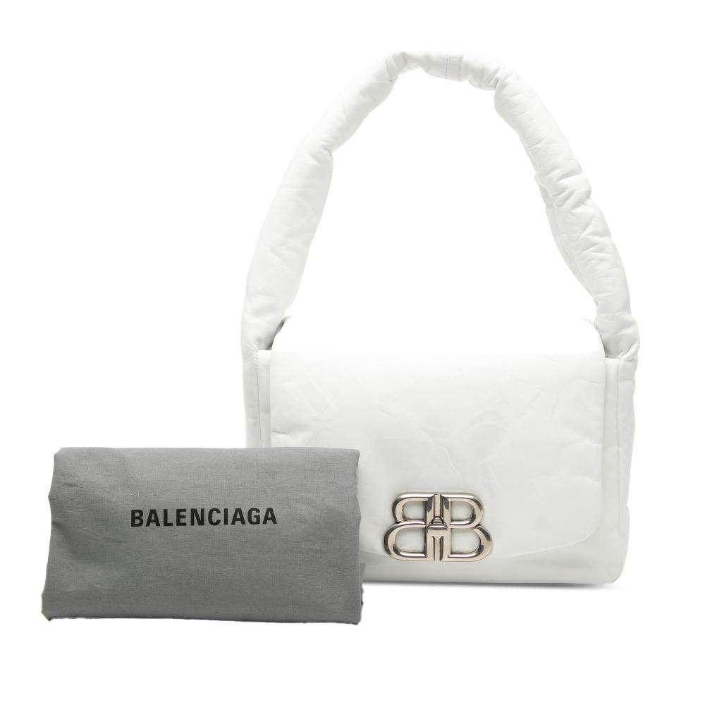 Balenciaga AB Balenciaga White Calf Leather Small skin Monaco Sling Shoulder Bag Italy