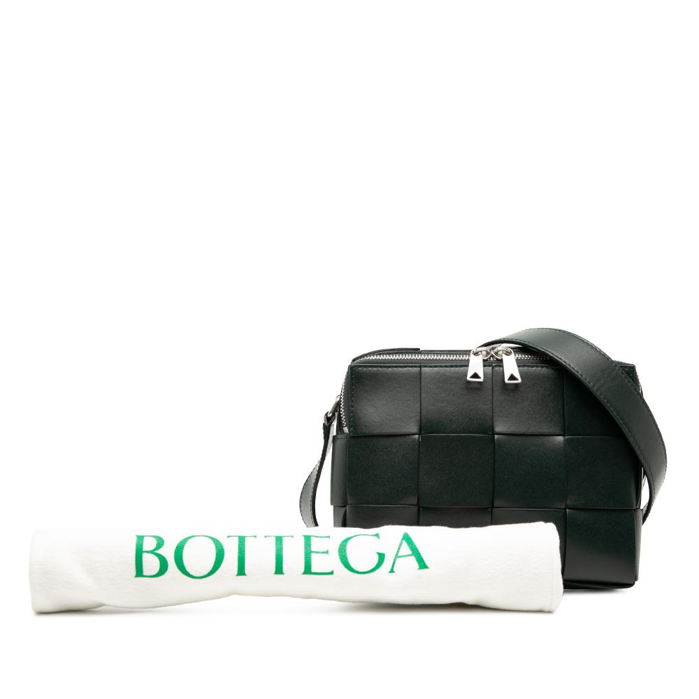 Bottega Veneta Green Nappa Maxi Intrecciato Cassette Camera Bag Italy