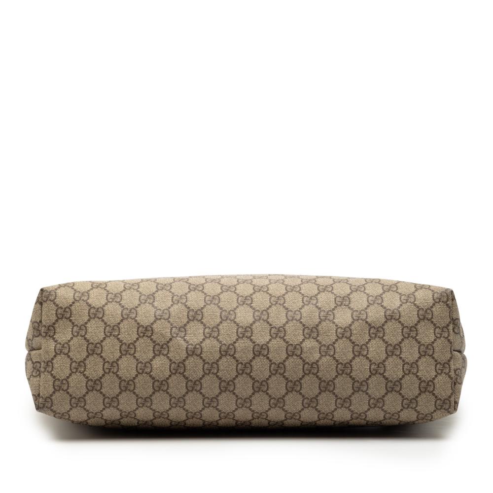 Gucci B Gucci Brown Beige Coated Canvas Fabric GG Supreme Joy Tote Italy