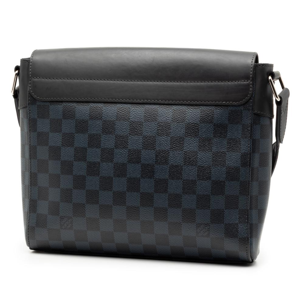 Louis Vuitton B Louis Vuitton Black with Blue Damier Canvas Fabric Damier Cobalt Newport Messenger PM France