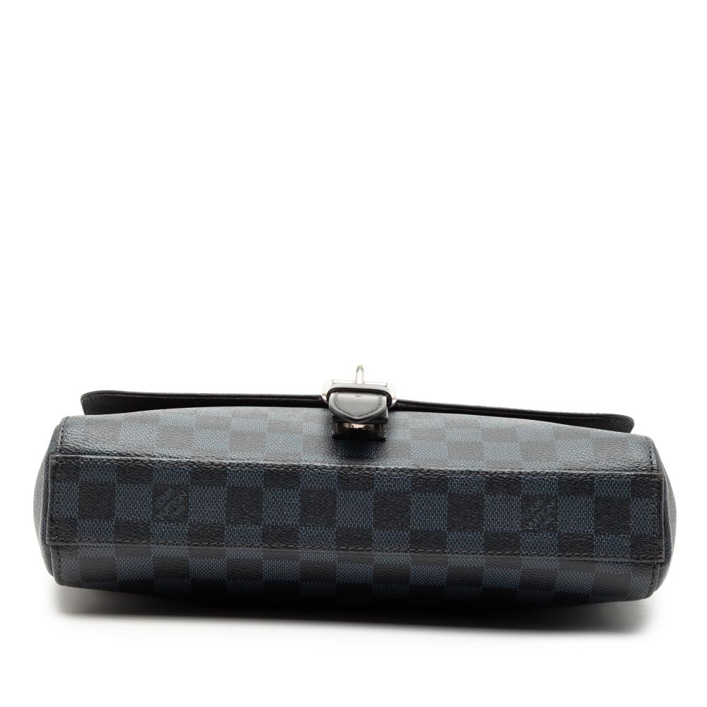 Louis Vuitton B Louis Vuitton Black with Blue Damier Canvas Fabric Damier Cobalt Newport Messenger PM France