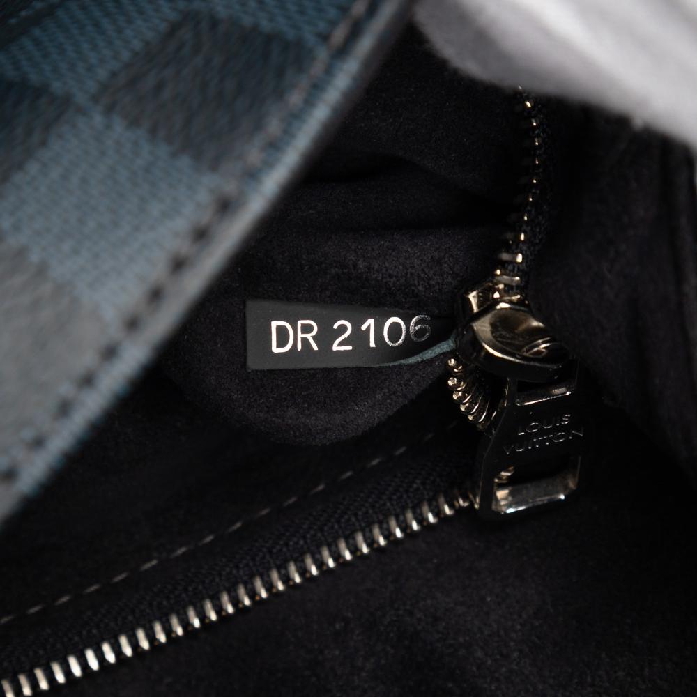 Louis Vuitton B Louis Vuitton Black with Blue Damier Canvas Fabric Damier Cobalt Newport Messenger PM France