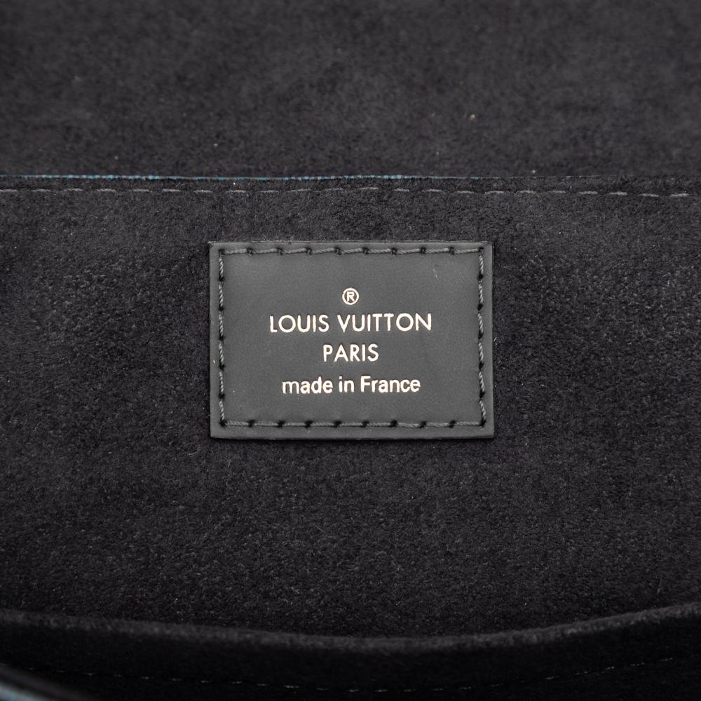 Louis Vuitton B Louis Vuitton Black with Blue Damier Canvas Fabric Damier Cobalt Newport Messenger PM France
