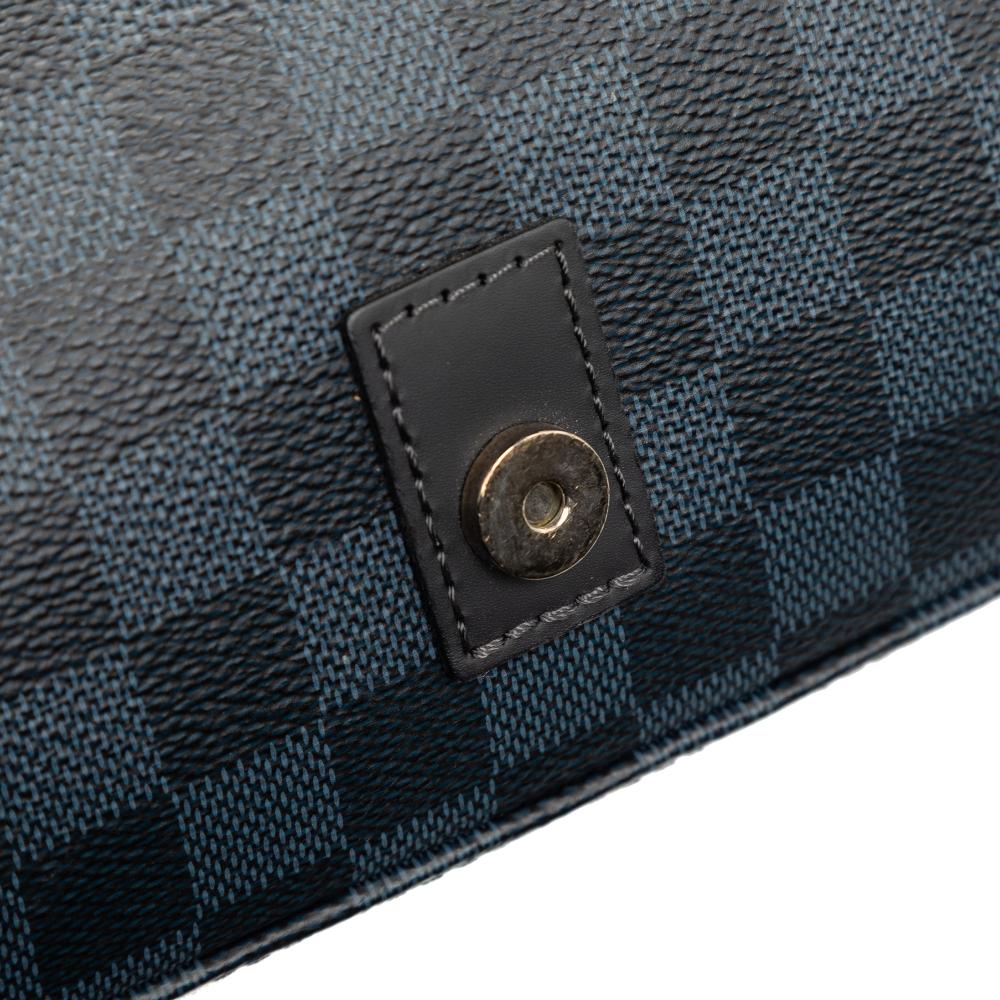 Louis Vuitton B Louis Vuitton Black with Blue Damier Canvas Fabric Damier Cobalt Newport Messenger PM France