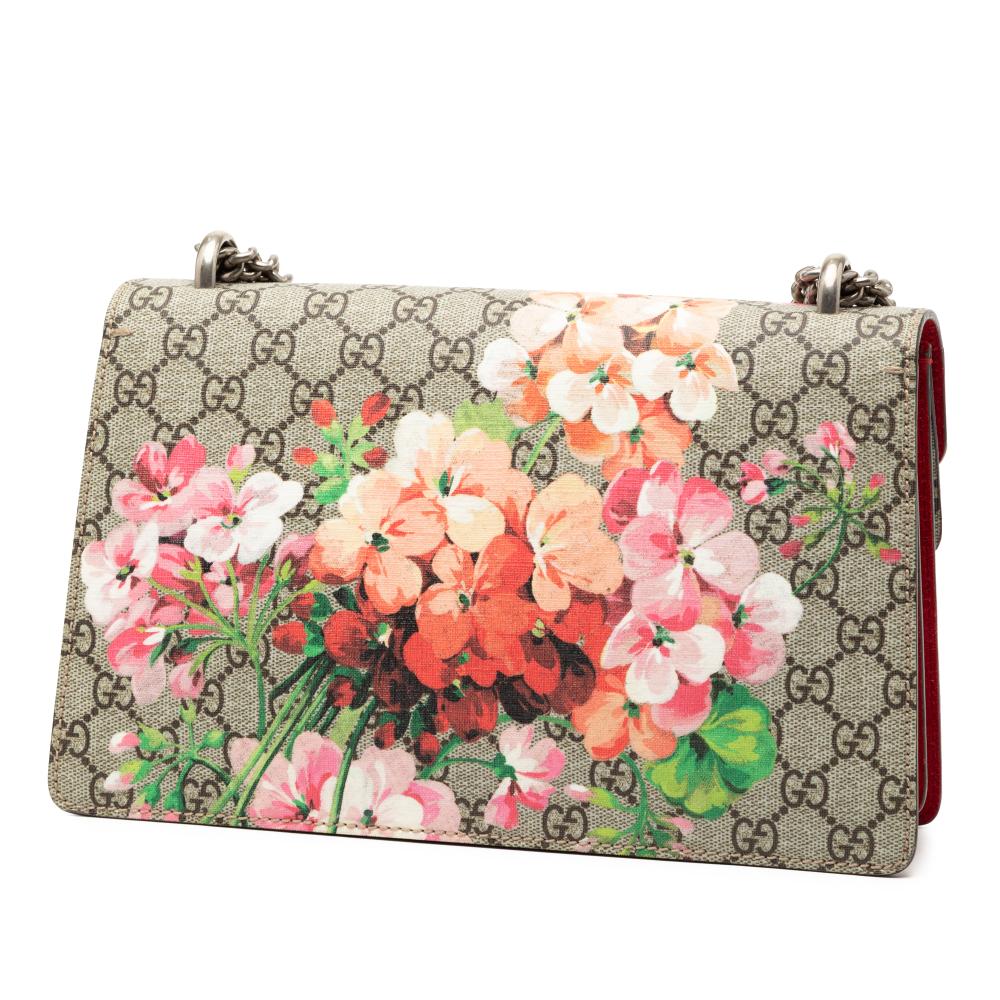 Gucci AB Gucci Brown Beige Coated Canvas Fabric Small GG Supreme Blooms Dionysus Shoulder Bag Italy
