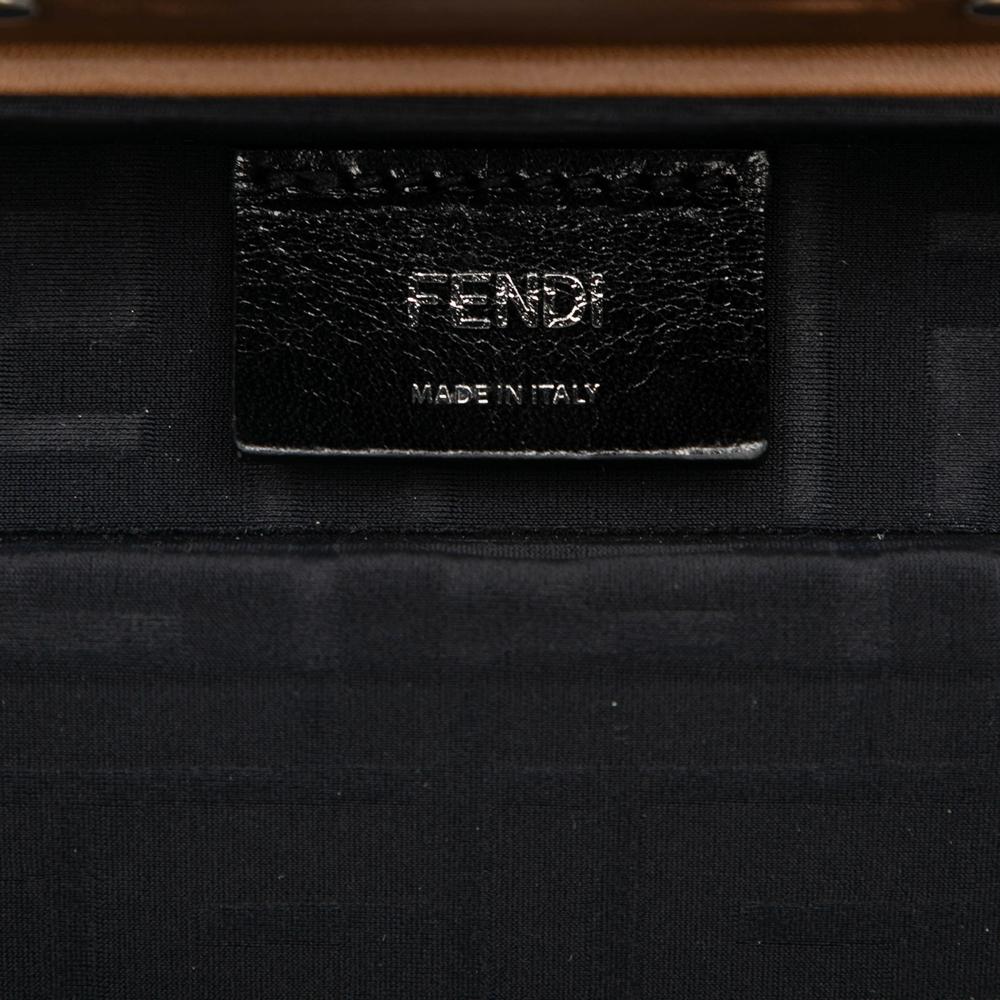 Fendi B Fendi Brown Coated Canvas Fabric Mini Zucca Trunk Baguette Crossbody Italy