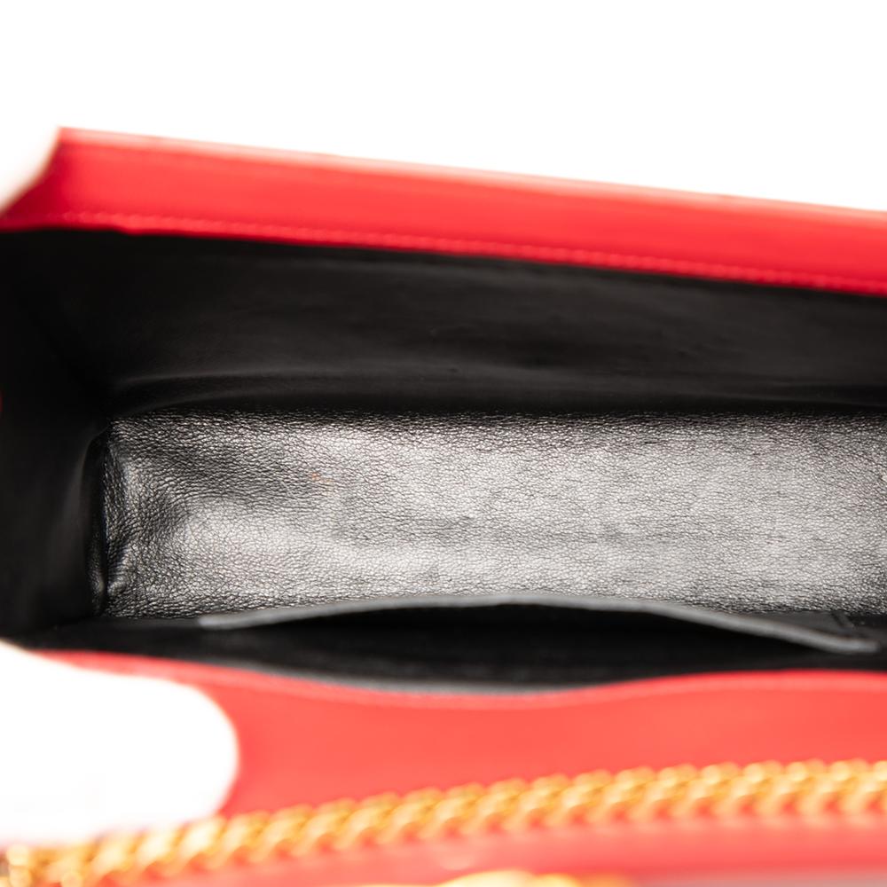 Saint Laurent B Saint Laurent Red Calf Leather Small Chevron skin Monogram Envelope Bag Italy