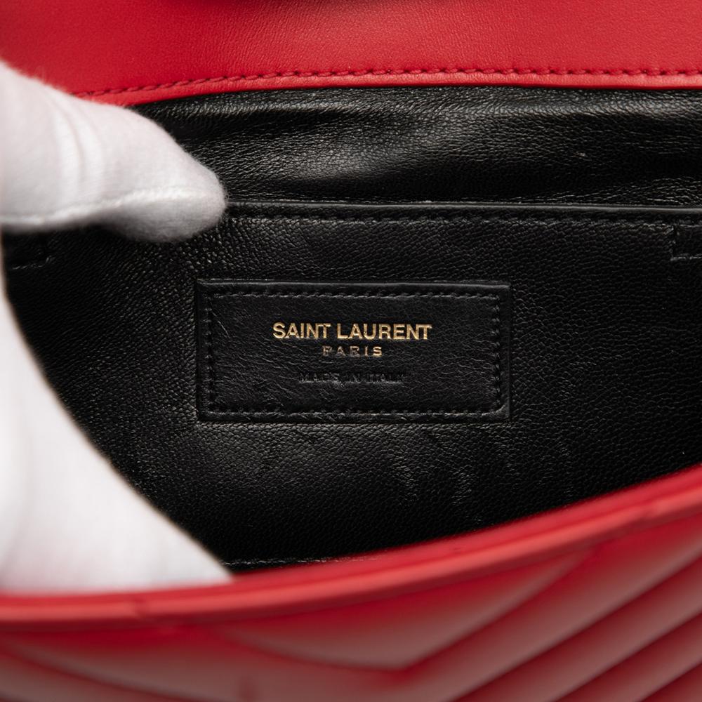 Saint Laurent B Saint Laurent Red Calf Leather Small Chevron skin Monogram Envelope Bag Italy