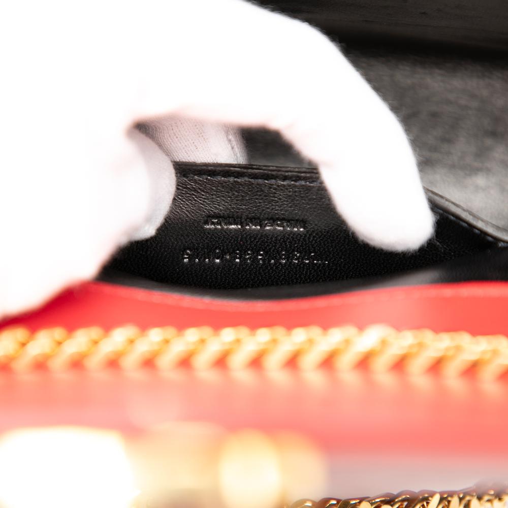 Saint Laurent B Saint Laurent Red Calf Leather Small Chevron skin Monogram Envelope Bag Italy