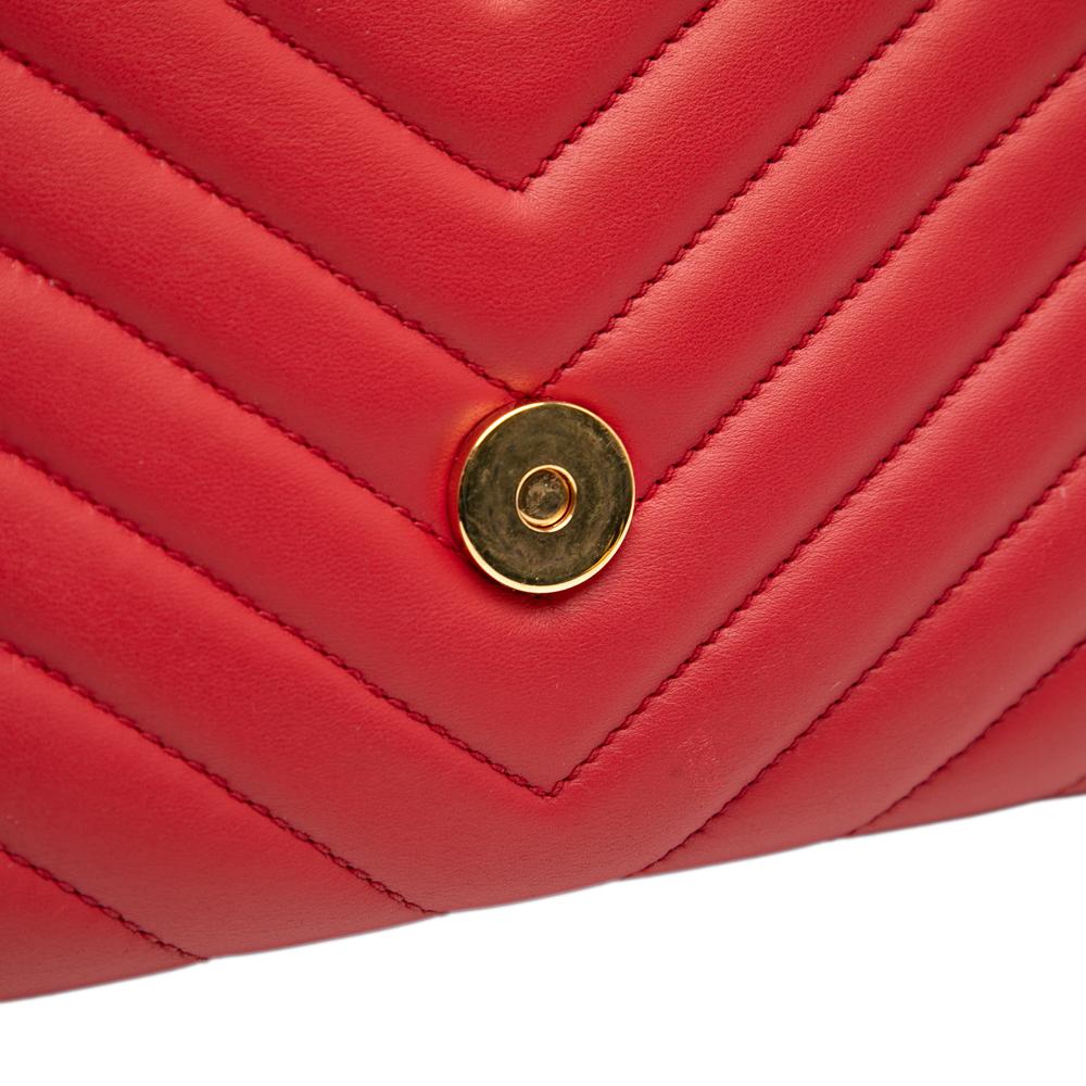 Saint Laurent B Saint Laurent Red Calf Leather Small Chevron skin Monogram Envelope Bag Italy