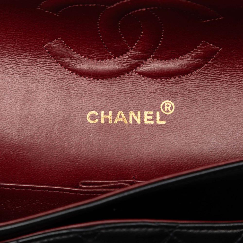 Chanel B Chanel Black Lambskin Leather Leather Medium Classic Lambskin Double Flap France