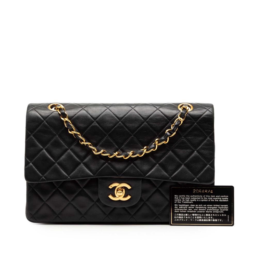 Chanel B Chanel Black Lambskin Leather Leather Medium Classic Lambskin Double Flap France