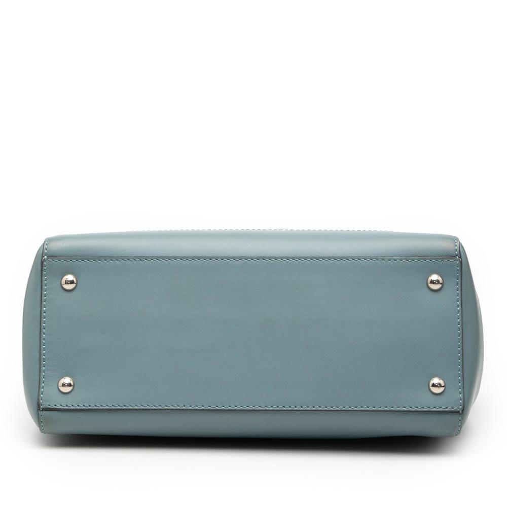 Fendi B Fendi Blue Light Blue Calf Leather Medium DotCom Satchel Italy