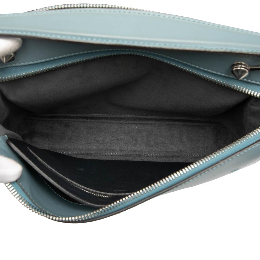 Fendi B Fendi Blue Light Blue Calf Leather Medium DotCom Satchel Italy