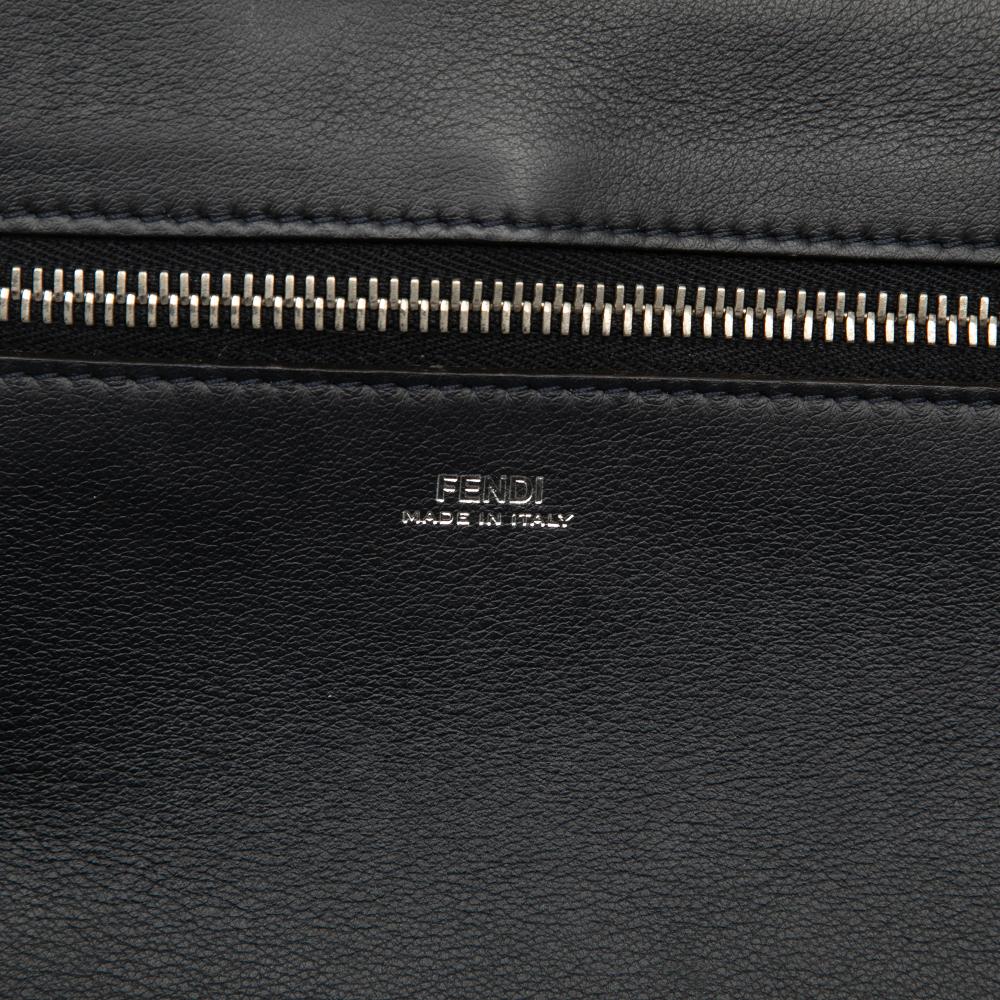 Fendi B Fendi Blue Light Blue Calf Leather Medium DotCom Satchel Italy