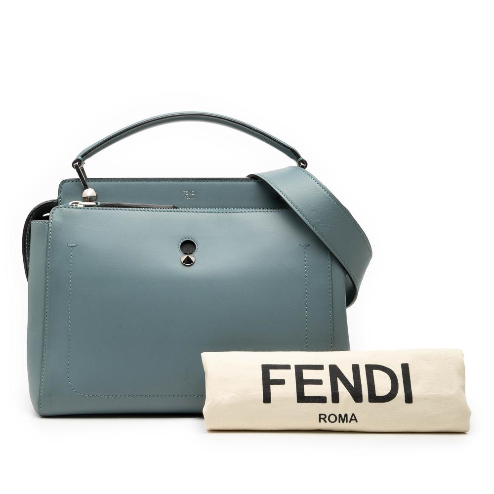 Fendi B Fendi Blue Light Blue Calf Leather Medium DotCom Satchel Italy