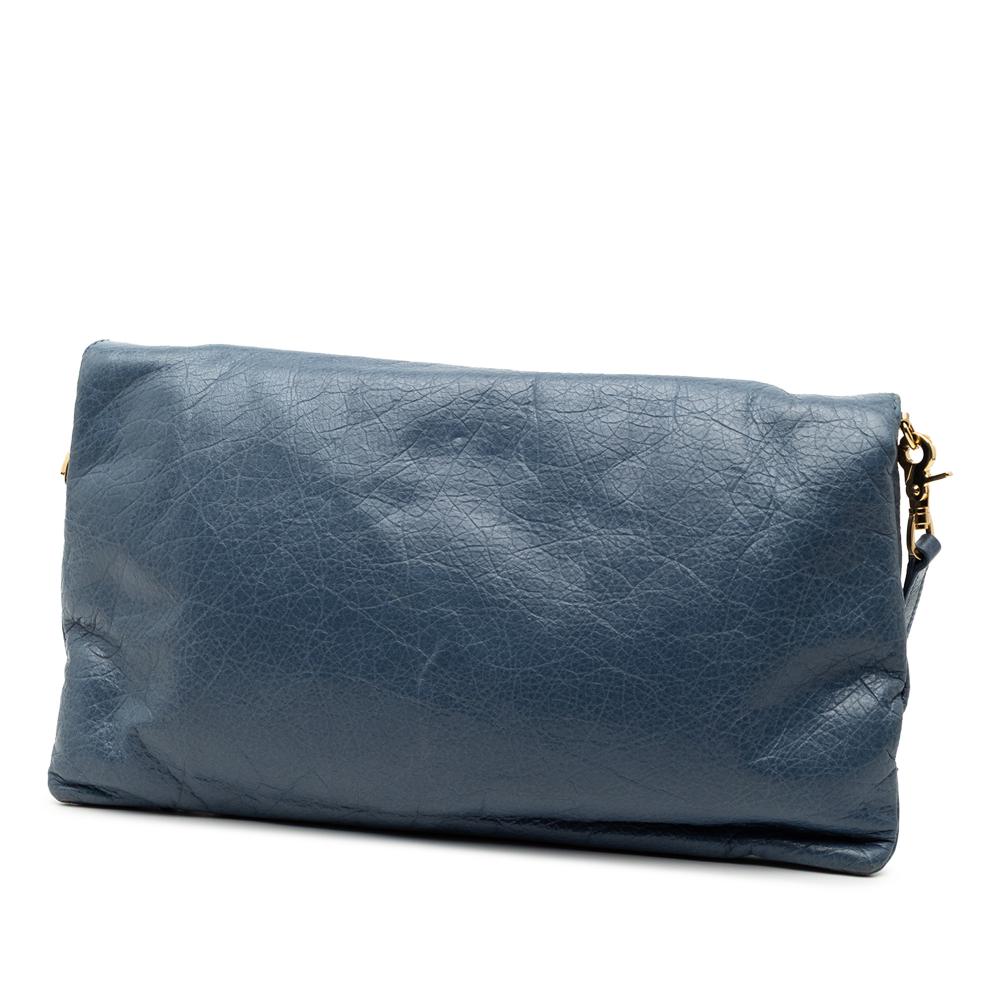 Balenciaga Blue Lambskin Motocross Giant 12 Envelope Clutch With Strap Italy