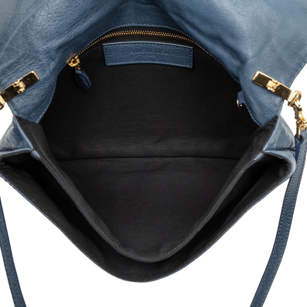 Balenciaga Blue Lambskin Motocross Giant 12 Envelope Clutch With Strap Italy