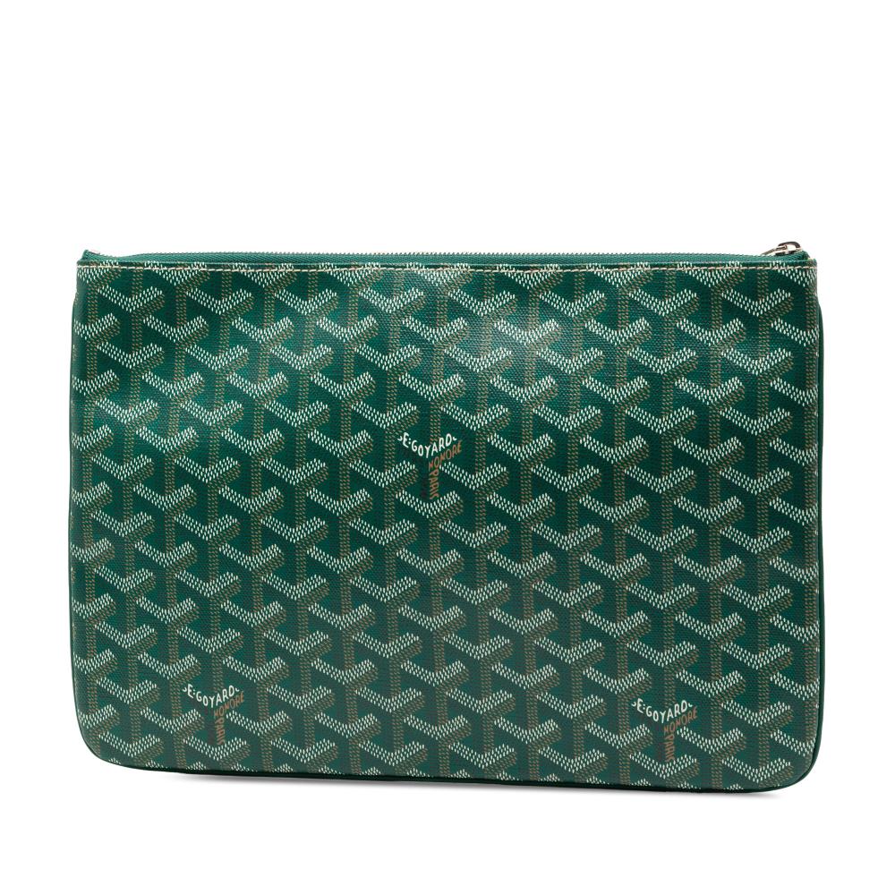 Goyard AB Goyard Green Coated Canvas Fabric Goyardine Senat MM France