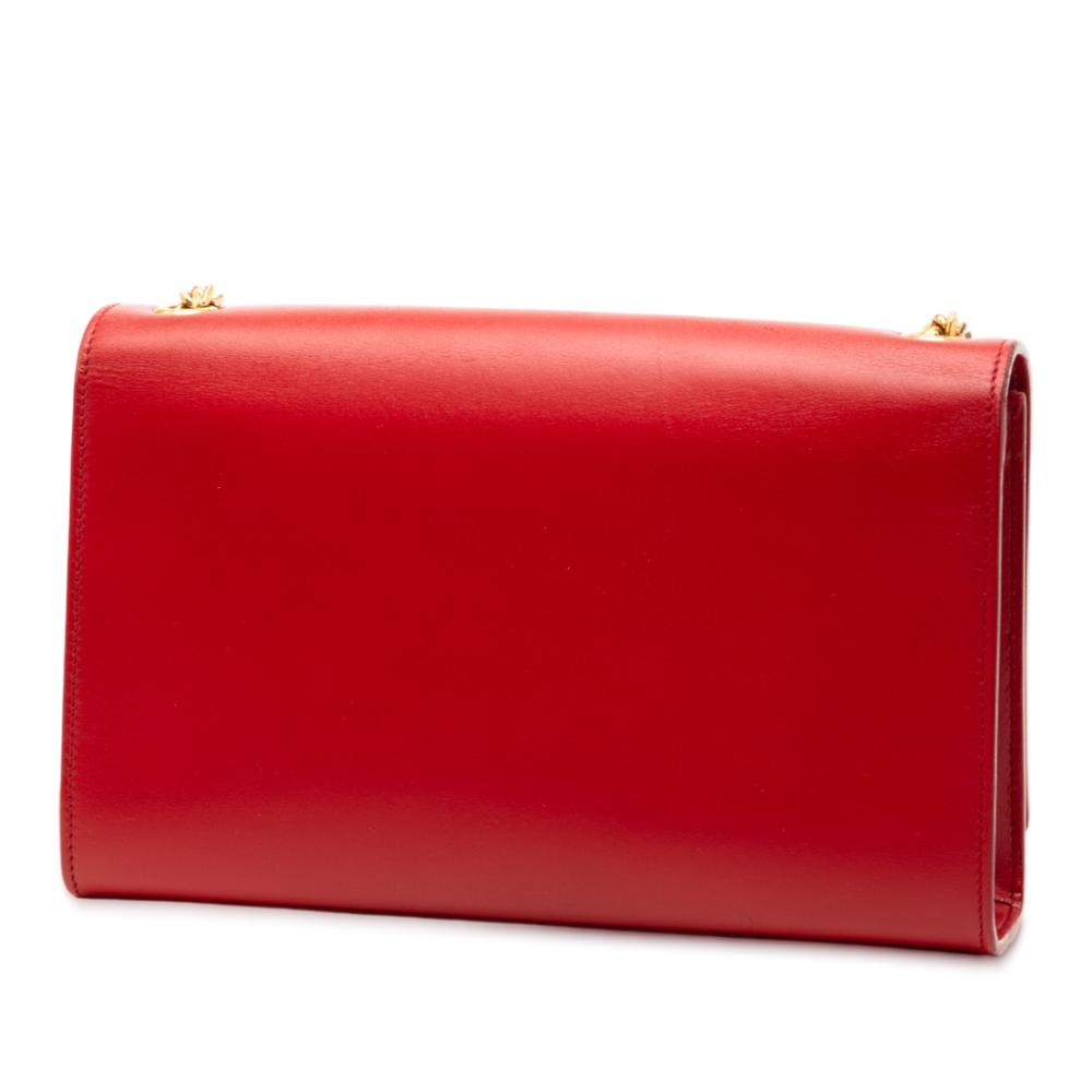 Saint Laurent B Saint Laurent Red Calf Leather Medium Smooth skin Classic Monogram Kate Tassel Crossbody Italy