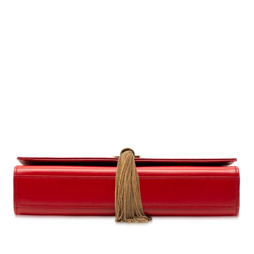 Saint Laurent B Saint Laurent Red Calf Leather Medium Smooth skin Classic Monogram Kate Tassel Crossbody Italy