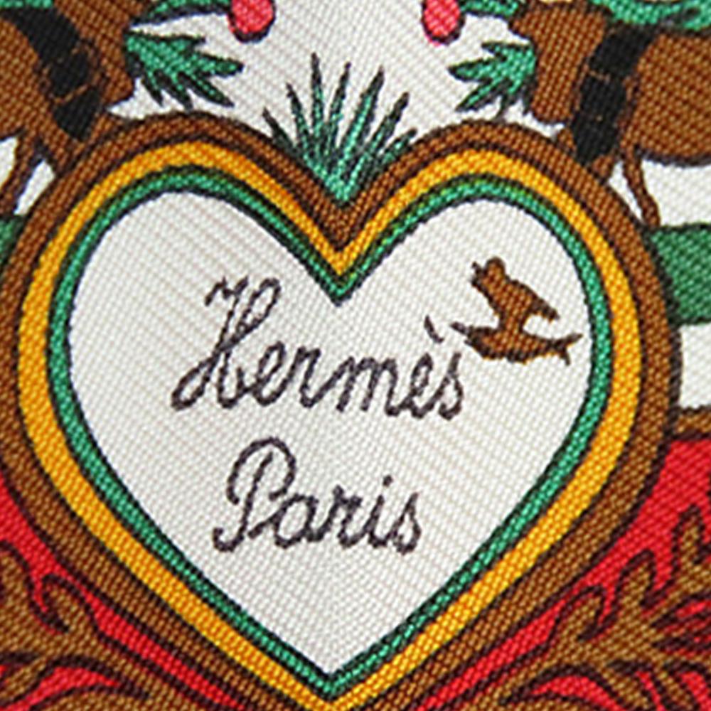 Hermès AB Hermès Red with White Silk Fabric Decoupages Scarf France