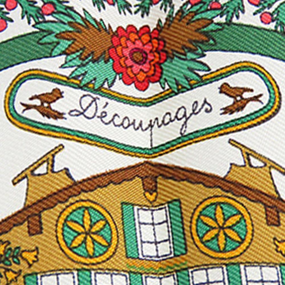 Hermès AB Hermès Red with White Silk Fabric Decoupages Scarf France