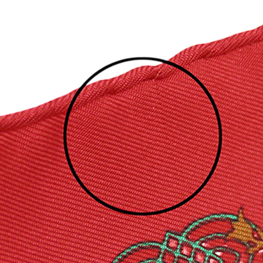 Hermès AB Hermès Red with White Silk Fabric Decoupages Scarf France