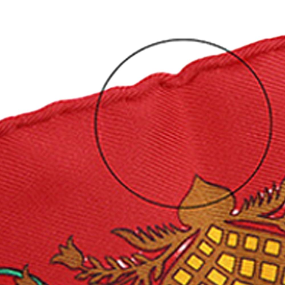 Hermès AB Hermès Red with White Silk Fabric Decoupages Scarf France