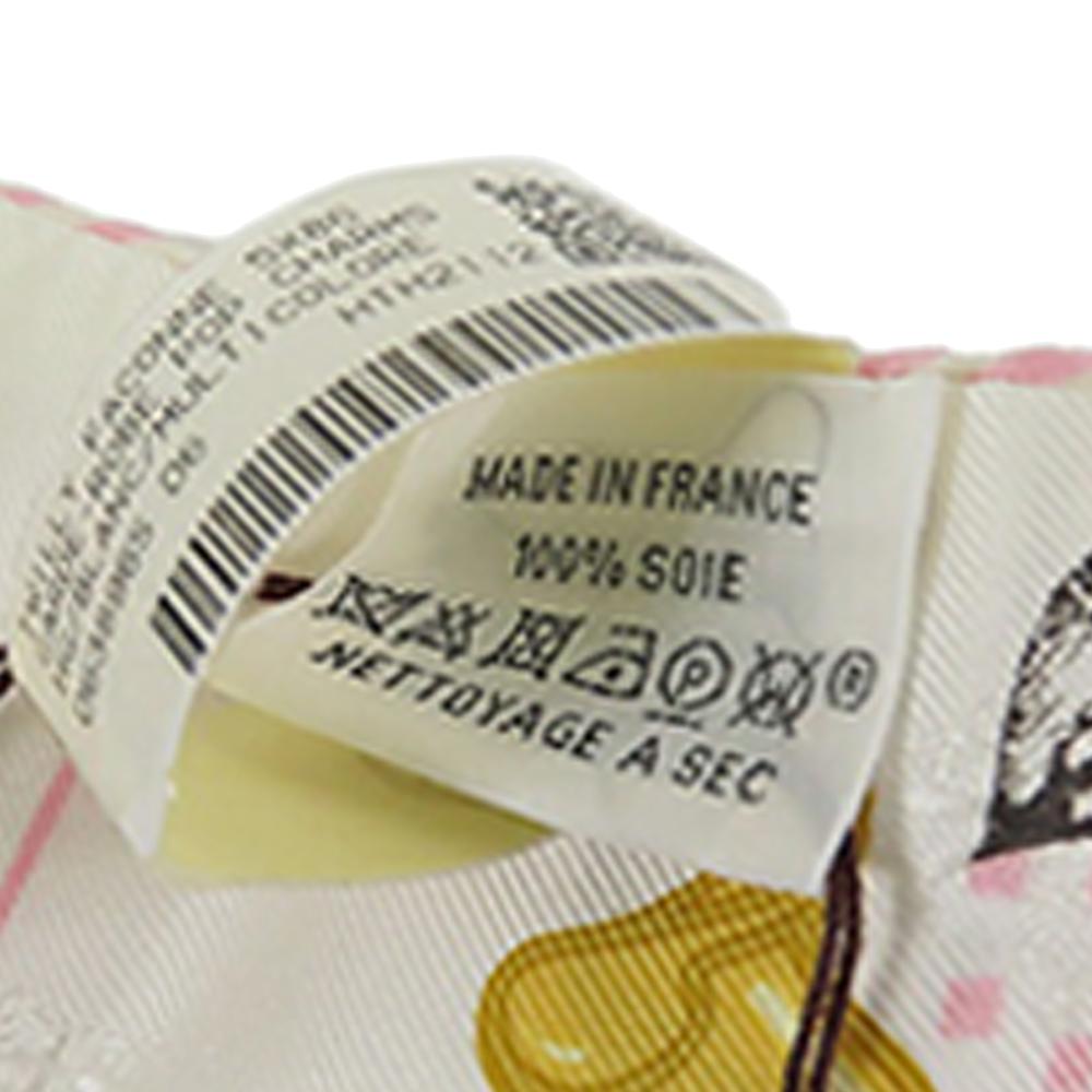 Hermès A Hermès White Silk Fabric Garde Robe Pop Twilly Scarf France
