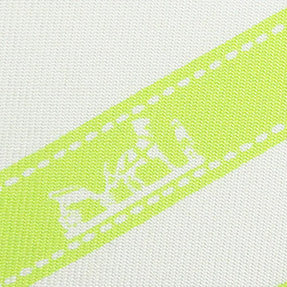 Hermès B Hermès White with Green Light Green Silk Fabric Bolduc Scarf 45 France
