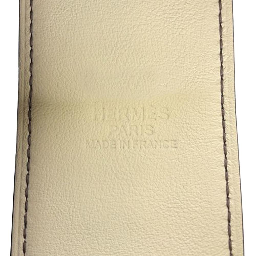 Hermès AB Hermès Brown Light Brown with White Ivory Calf Leather Swift Elan Cuff Bracelet T2 France