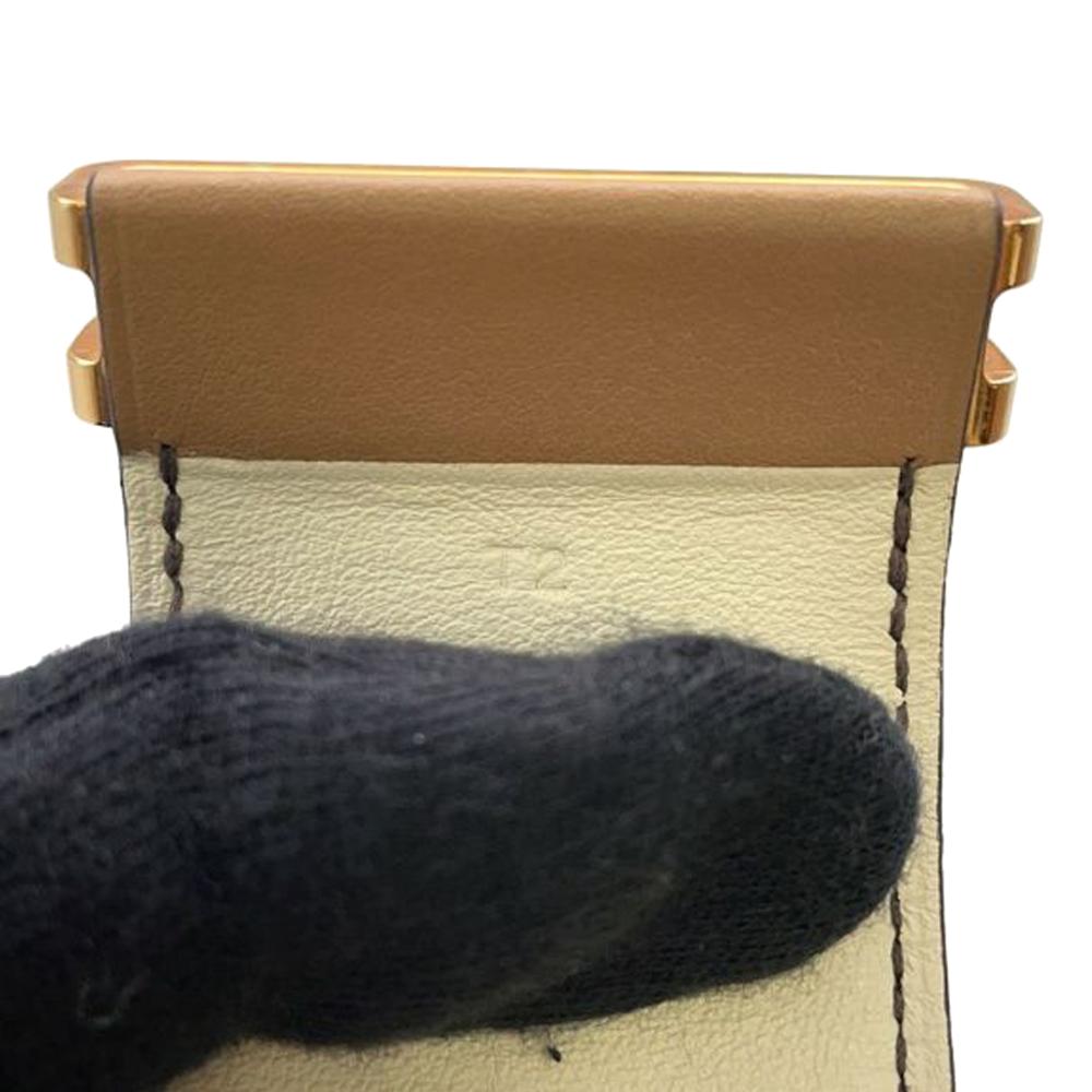 Hermès AB Hermès Brown Light Brown with White Ivory Calf Leather Swift Elan Cuff Bracelet T2 France