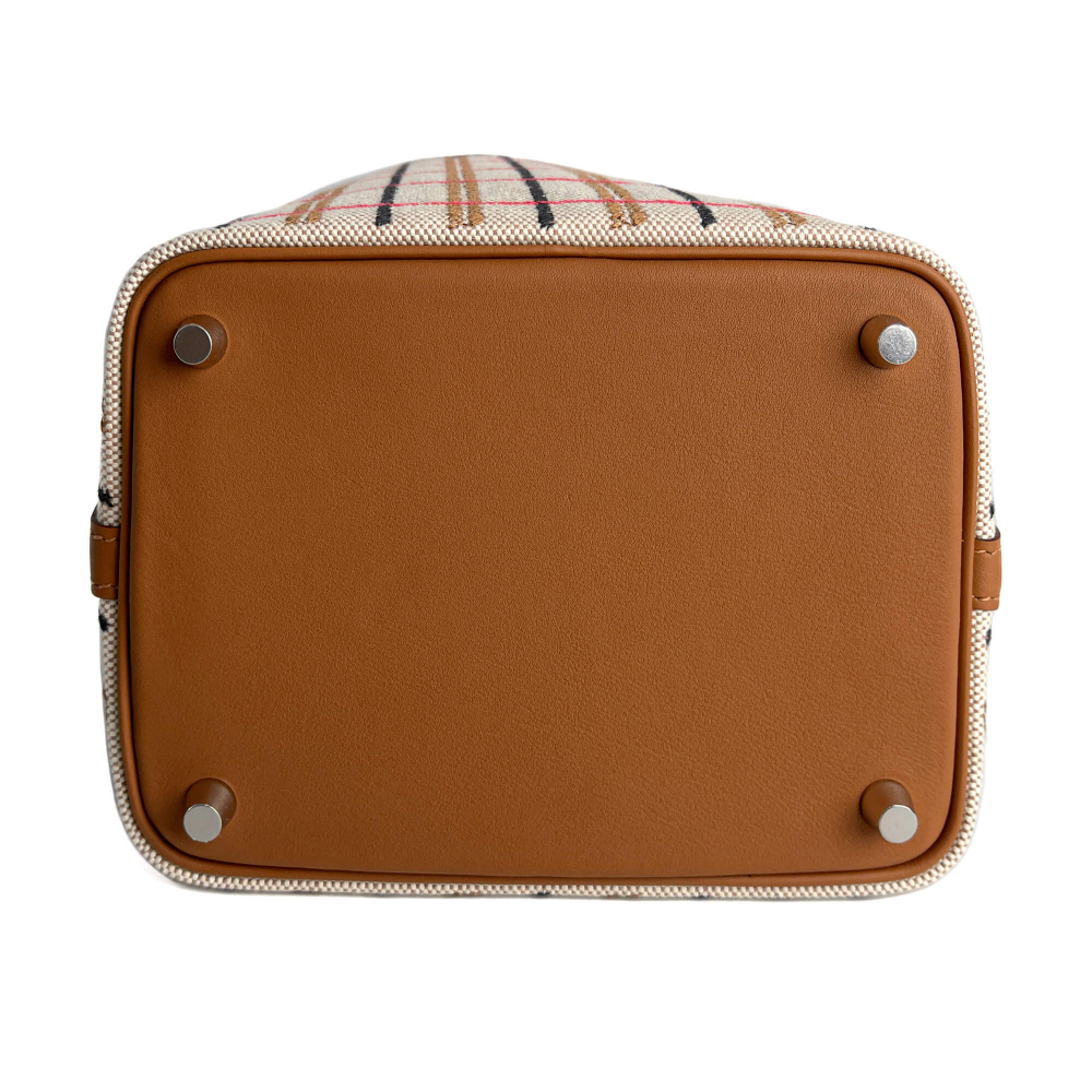 Hermès Picotin 18 Canvas Lock Couverture Carrè Bucket Handbag Caramel