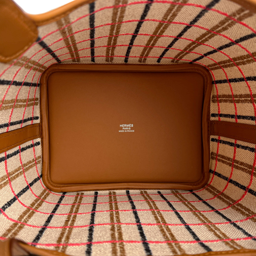 Hermès Picotin 18 Canvas Lock Couverture Carrè Bucket Handbag Caramel