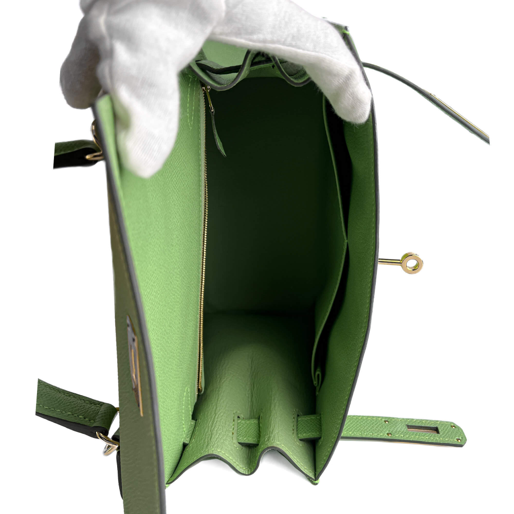 Hermès Kelly 28 Epsom Leather Sellier Top-Handle Handbag Vert Criquet